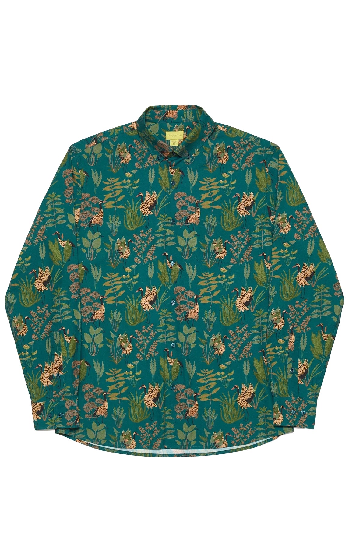Crane Print Long Sleeve Shirt