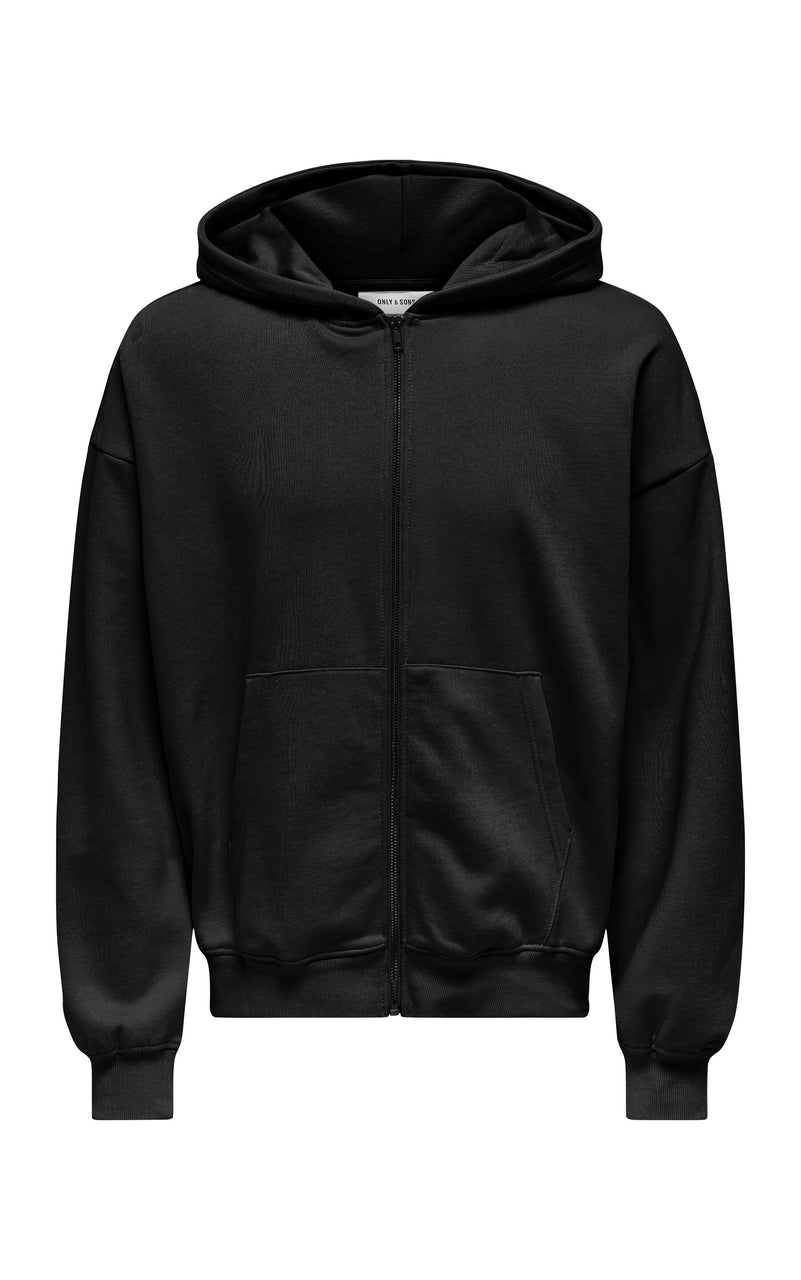 Turner Vintage Full-Zip Hoodie in Black