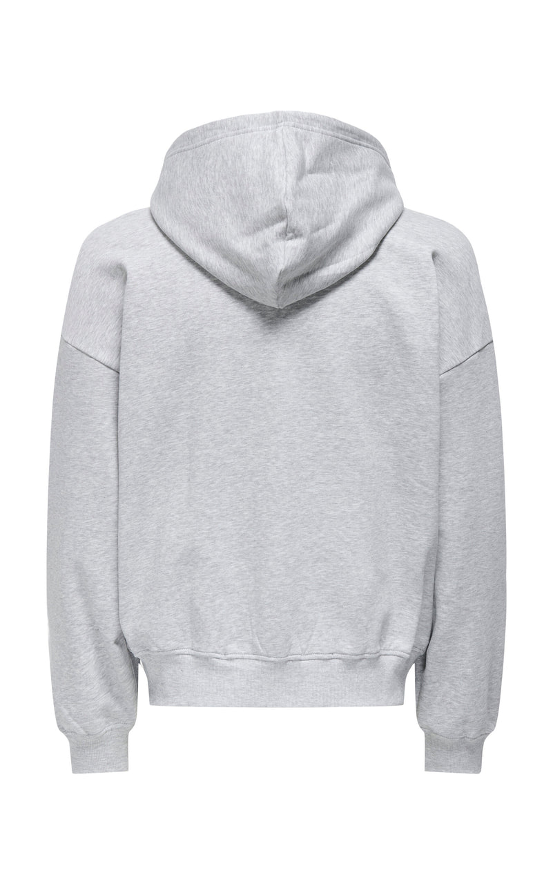 Turner Vintage Full-Zip Hoodie in Light Grey Melange