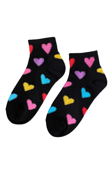 Multi Heart Sock in Black