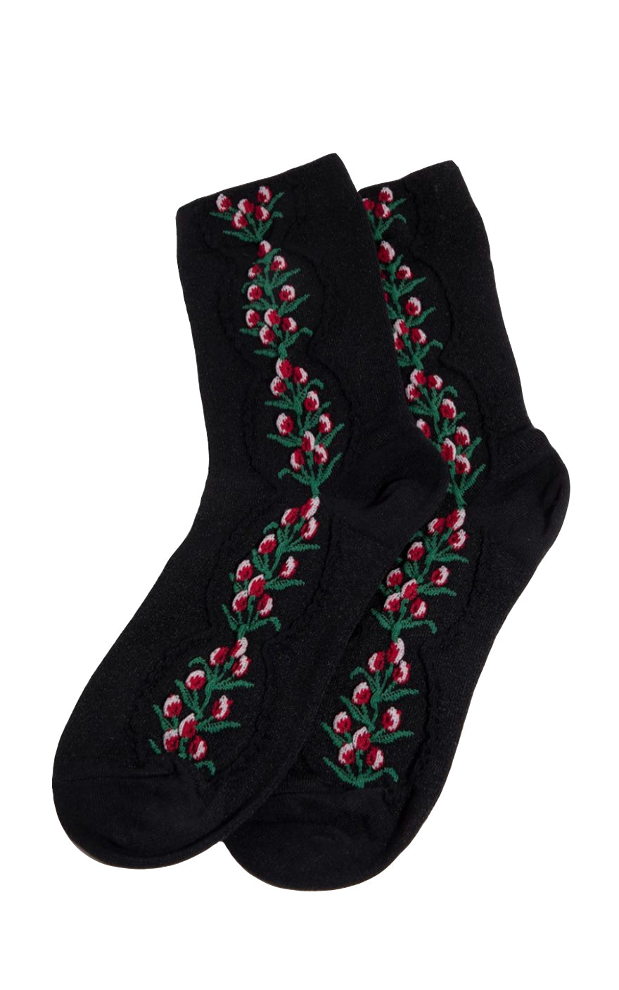 Tulip Vine Sock in Black