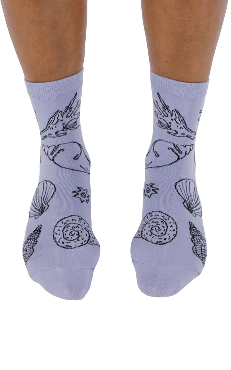 Shells Light Blue Socks