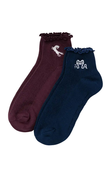 Lettuce Edge Sock 2-Pack in Mahogany & Navy Icons