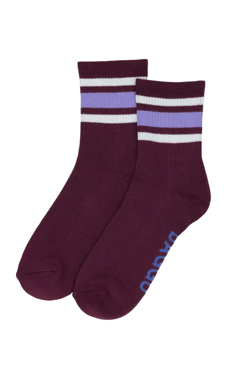Ribbed Sock in Mahogany Stripe