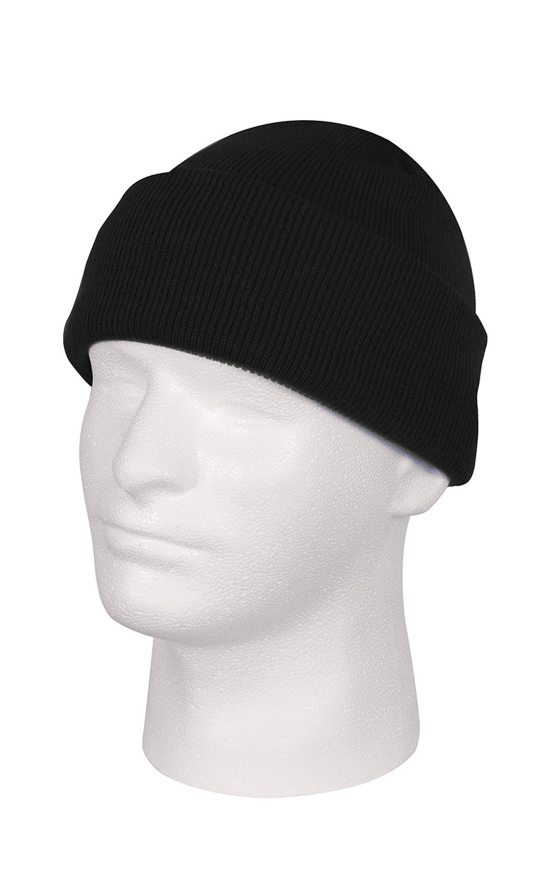 Fine Knit Watch Cap in Black