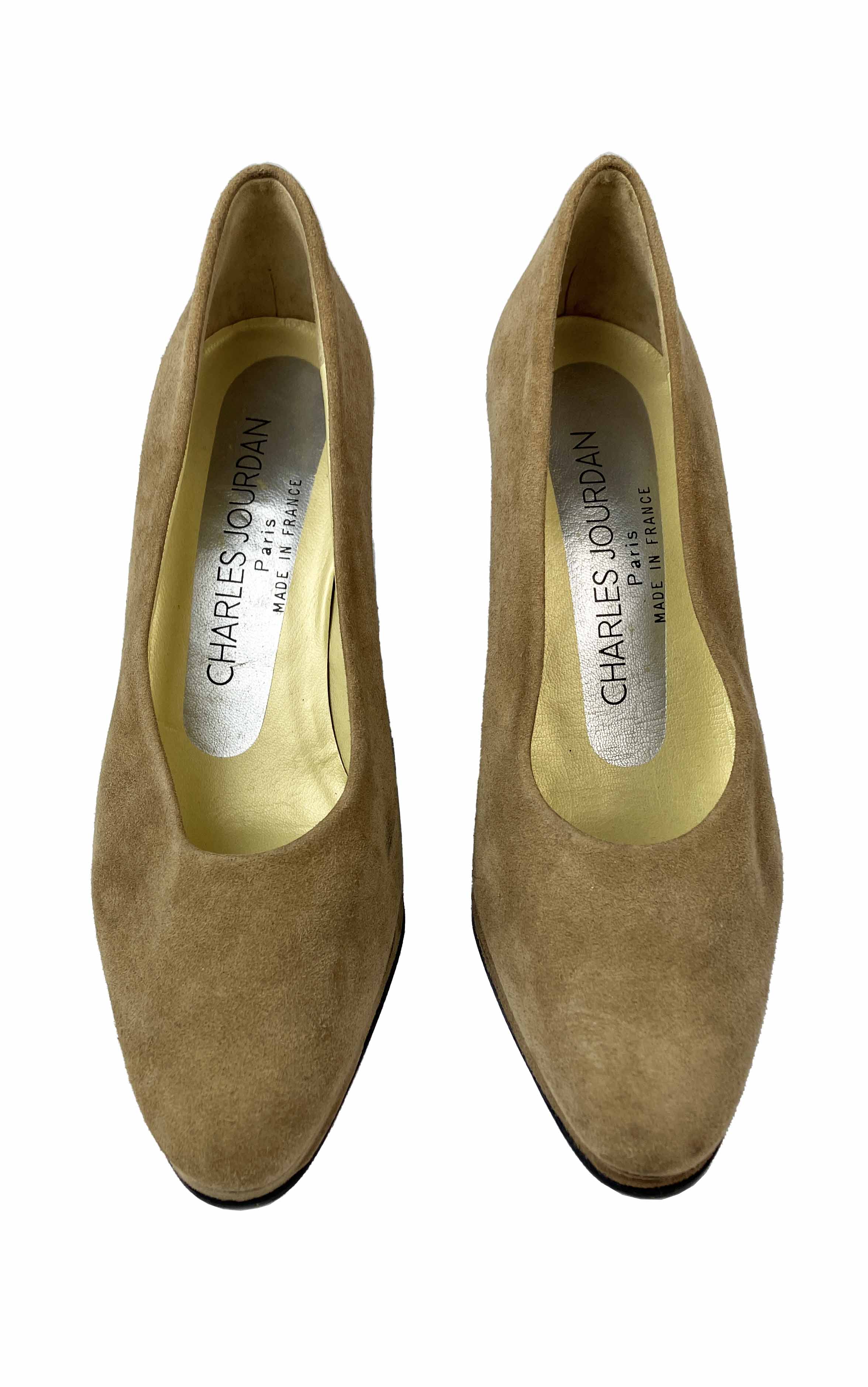 CHARLES JOURDAN PARIS Tan Suede Pumps