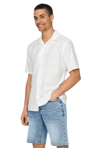 Caiden Life Linen Blend Resort Shirt in White