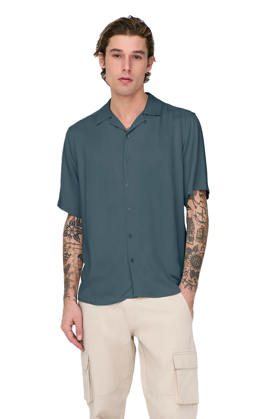 Dash Life Viscose Short Sleeve Shirt in Slate