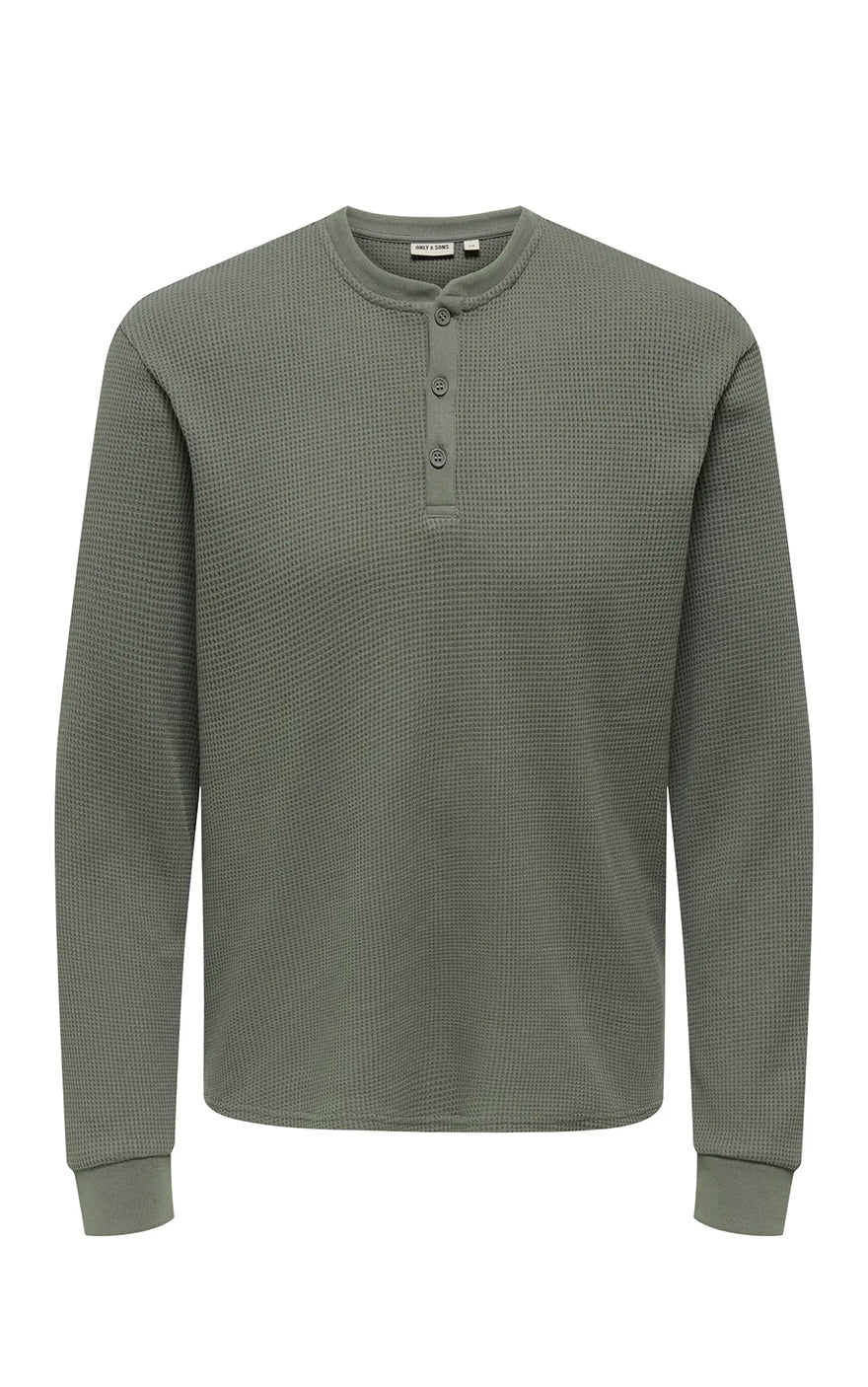 Tobie Regular Long Sleeve Henley in Castor Grey