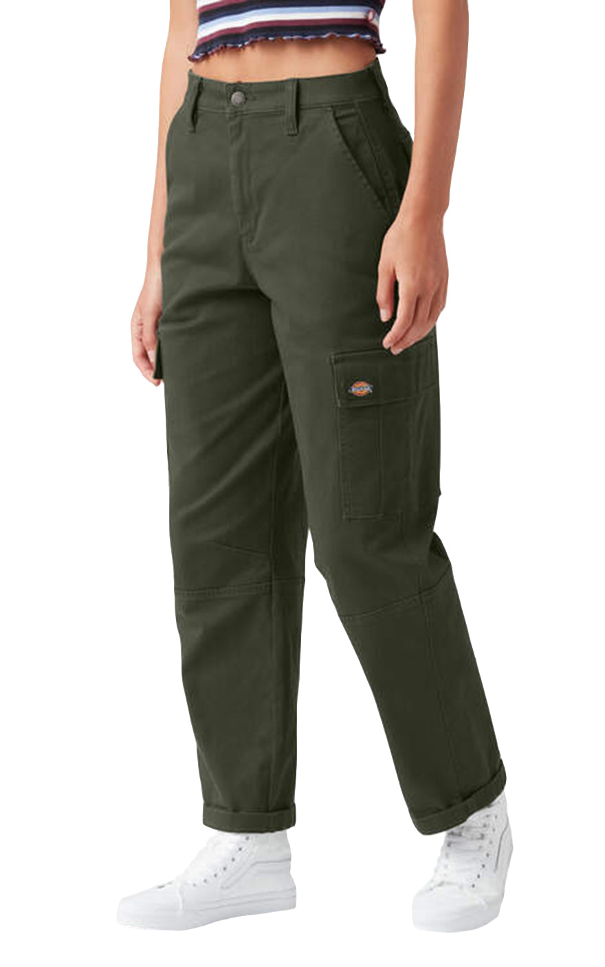 Crop Cargo Pant in Olive Green