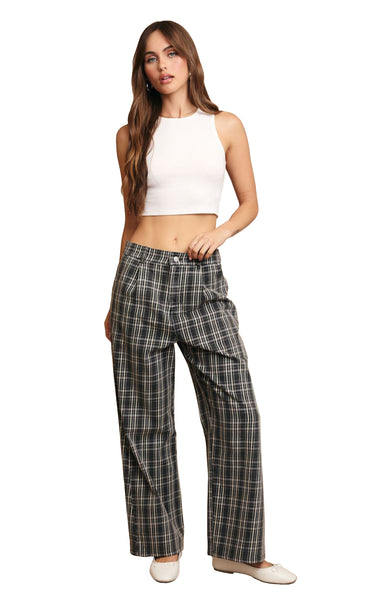 Raven Pants in Grey Plaid