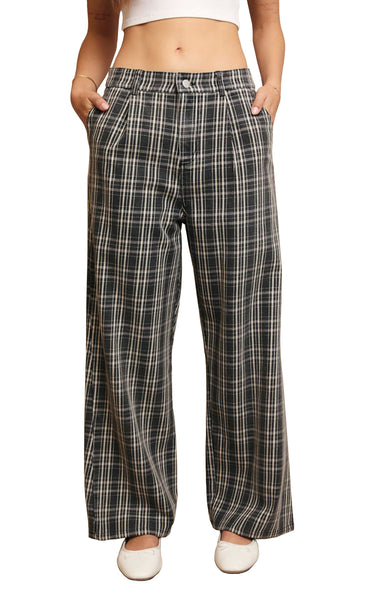 Raven Pants in Grey Plaid