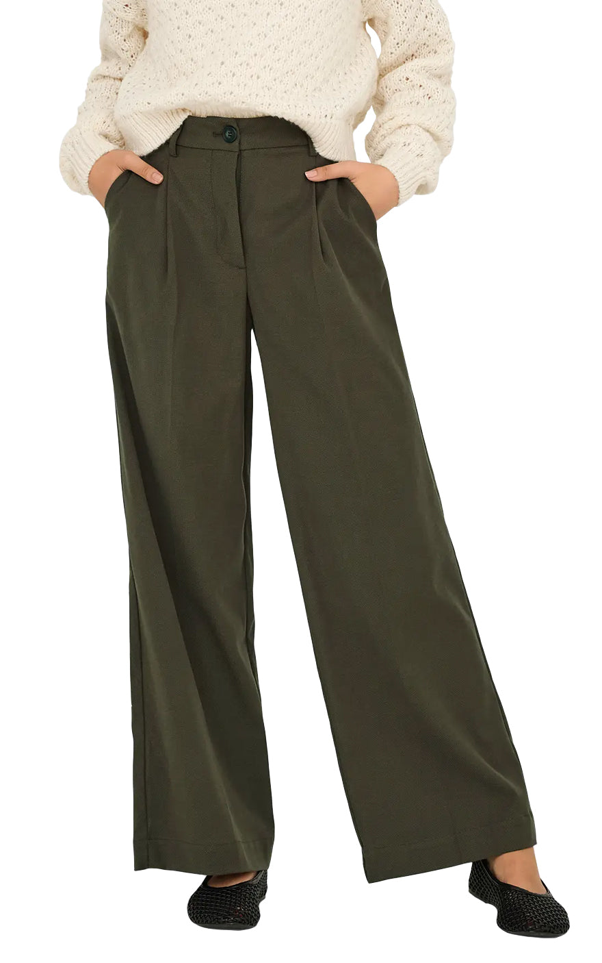 Asher High Waist Wide Pant in Slate Black