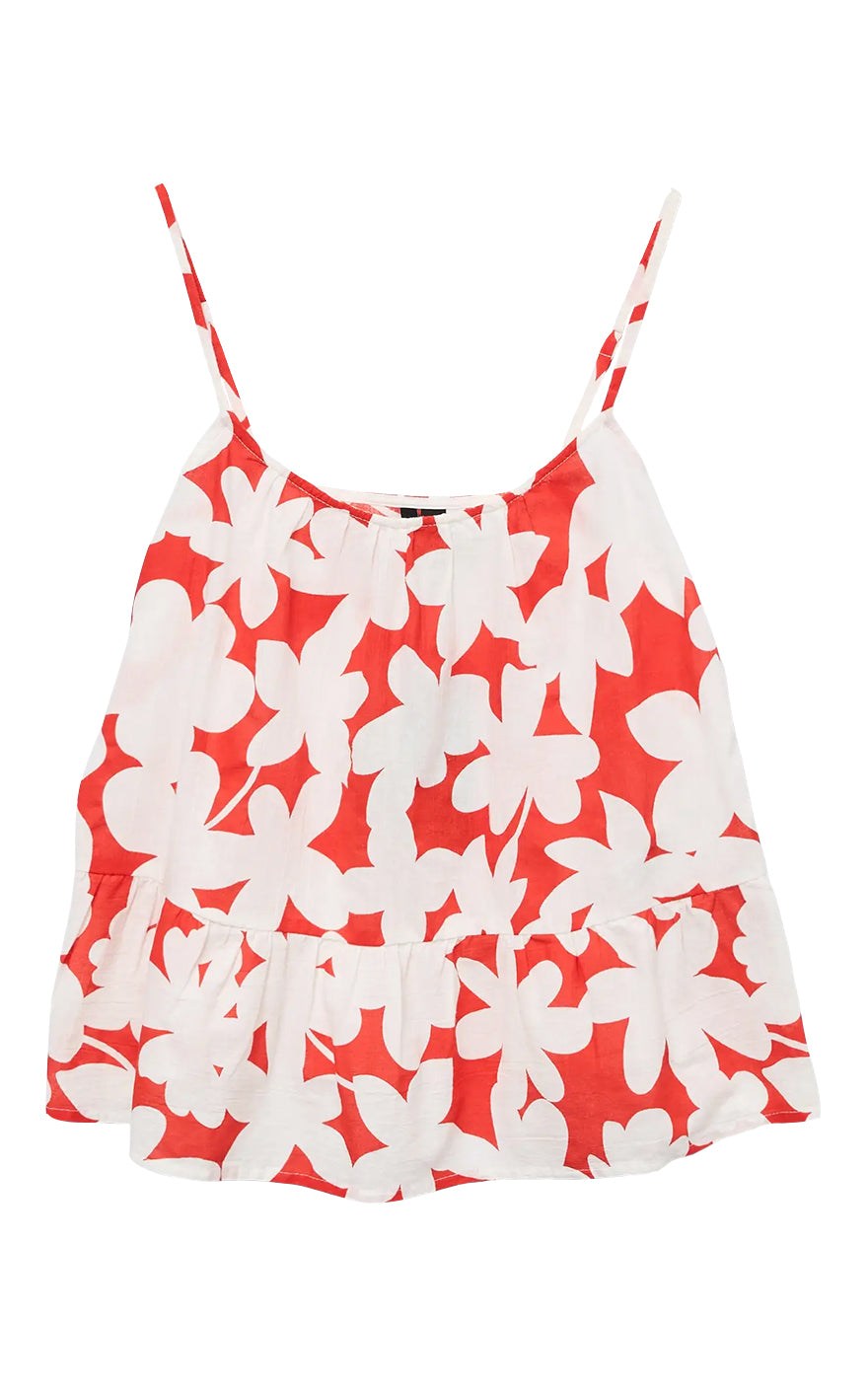 Dicthe Singlet in Fiery Red with Loa Print