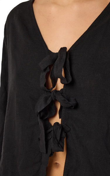 Leilani Tie Blouse in Black
