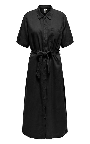 Caro Short Sleeve Long Dress in Black