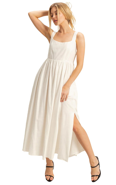 Tawny Midi Dress in White