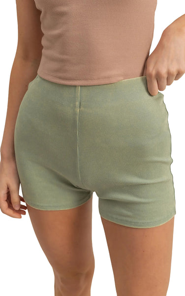 Rib Bike Shorts in Sage Green