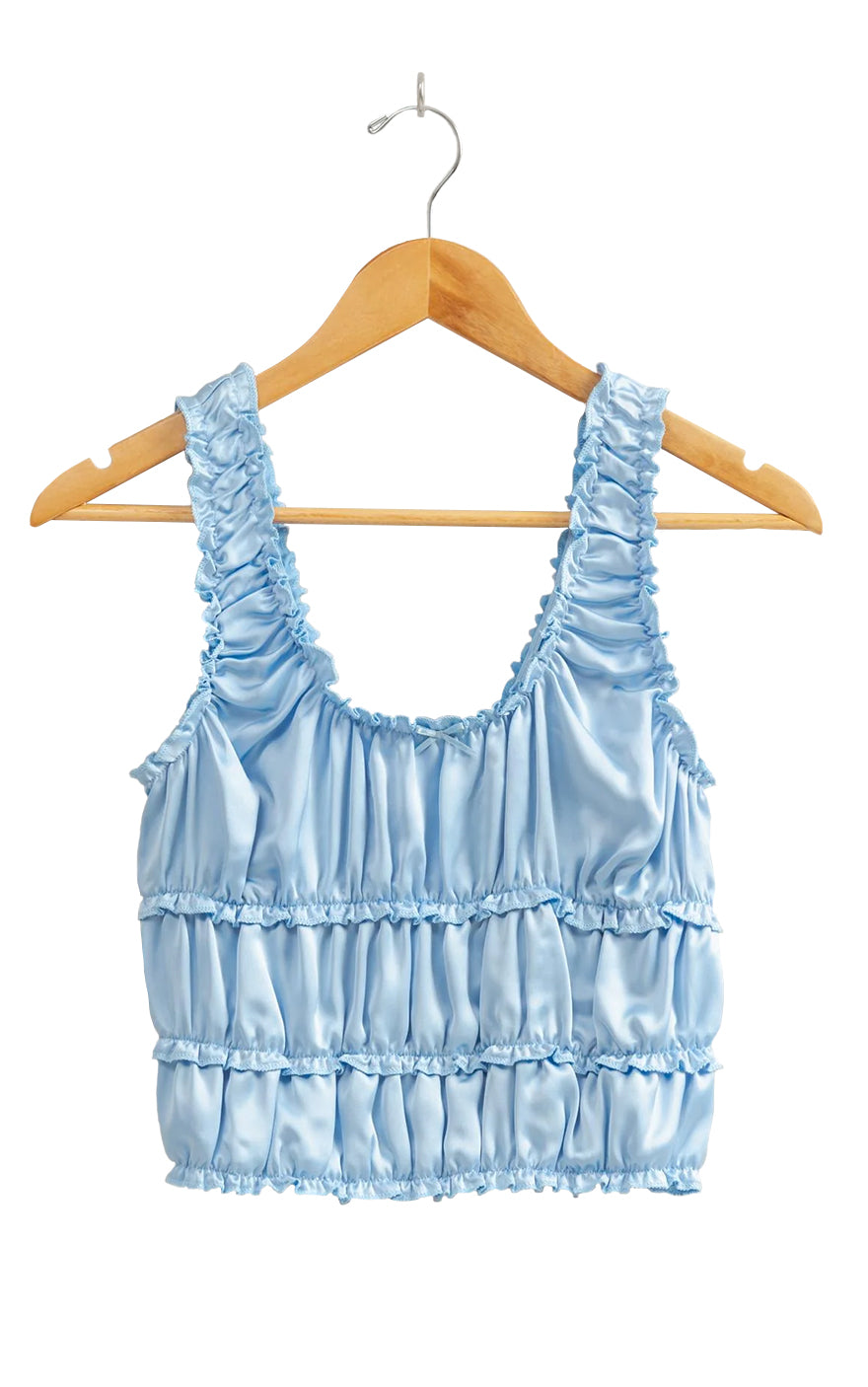 Satin Evening Tank in Ice Blue
