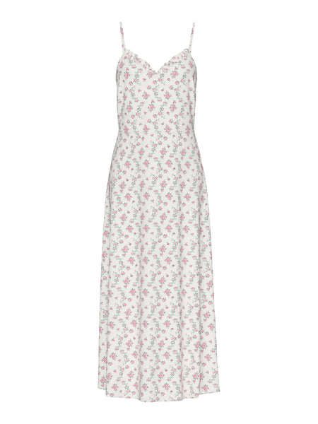 Nya Dress in Cloud Dancer with Romantic Flower