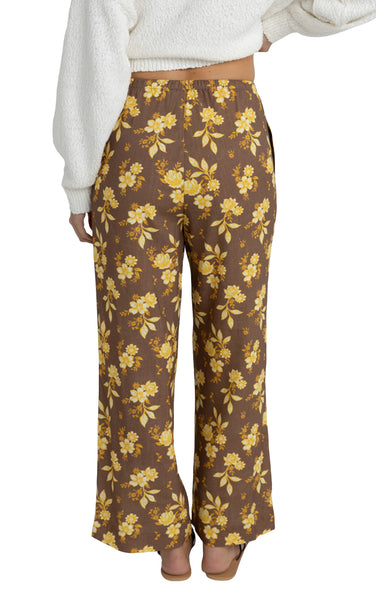 Anika Floral Drawstring Pant in Chocolate