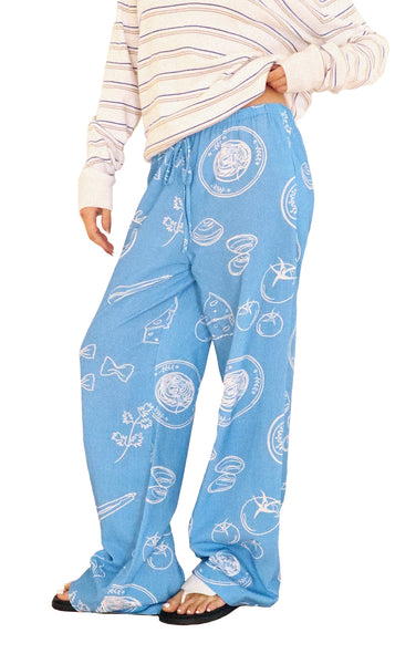 Italian Foodie Print Lounge Pant in Capri Blue