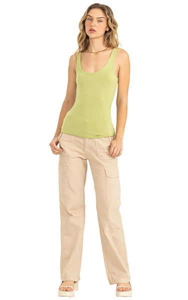 Avery Tank in Pale Olive