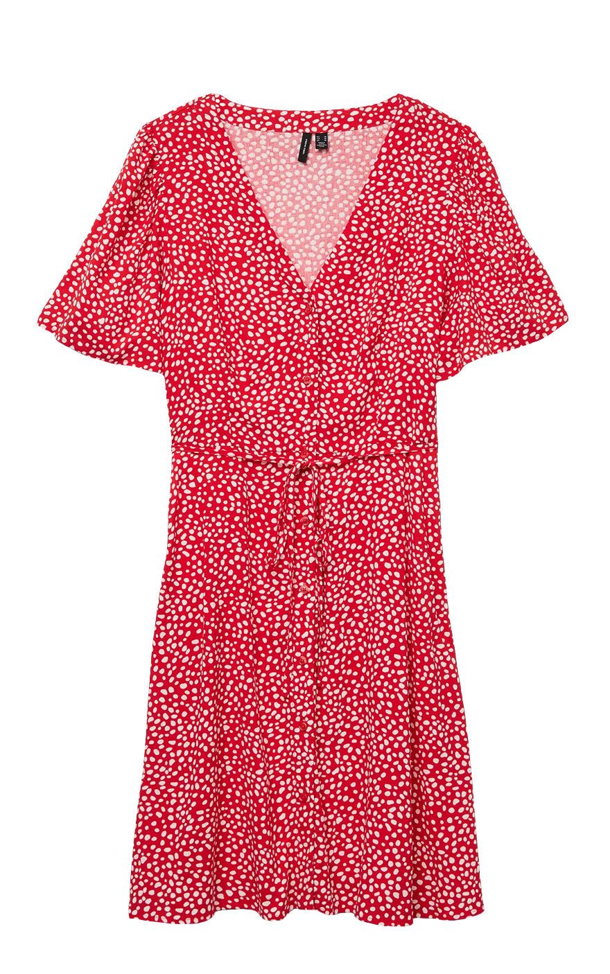Alba Dress in Fiery Red with Joey Dot