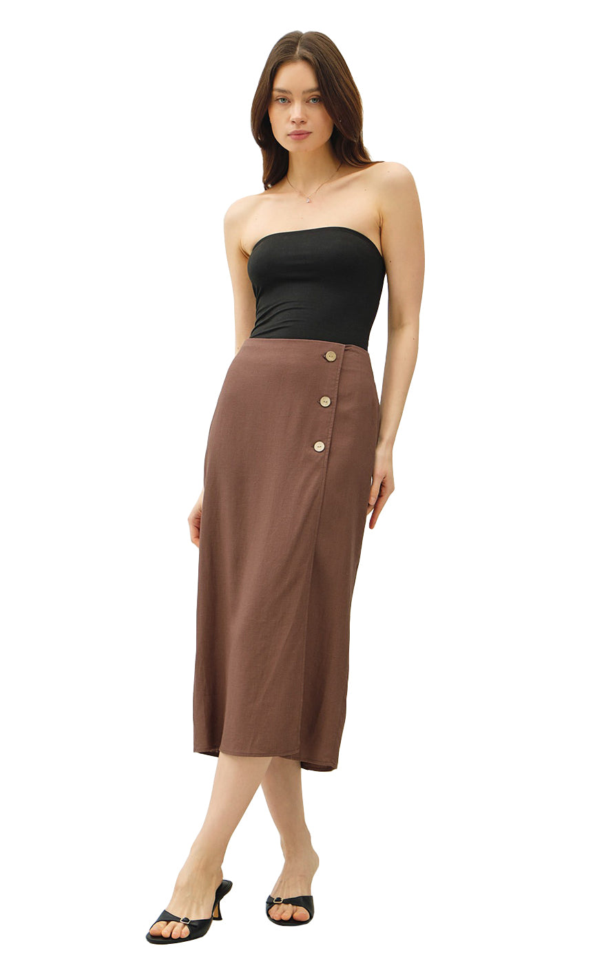 Riley Linen Skirt in Brown