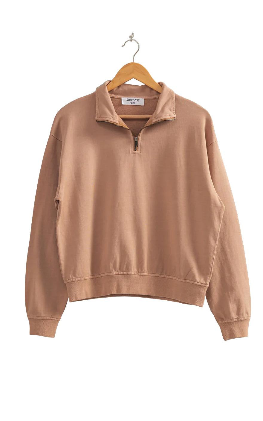 Alaia Half Zip Sweatshirt in Dark Taupe