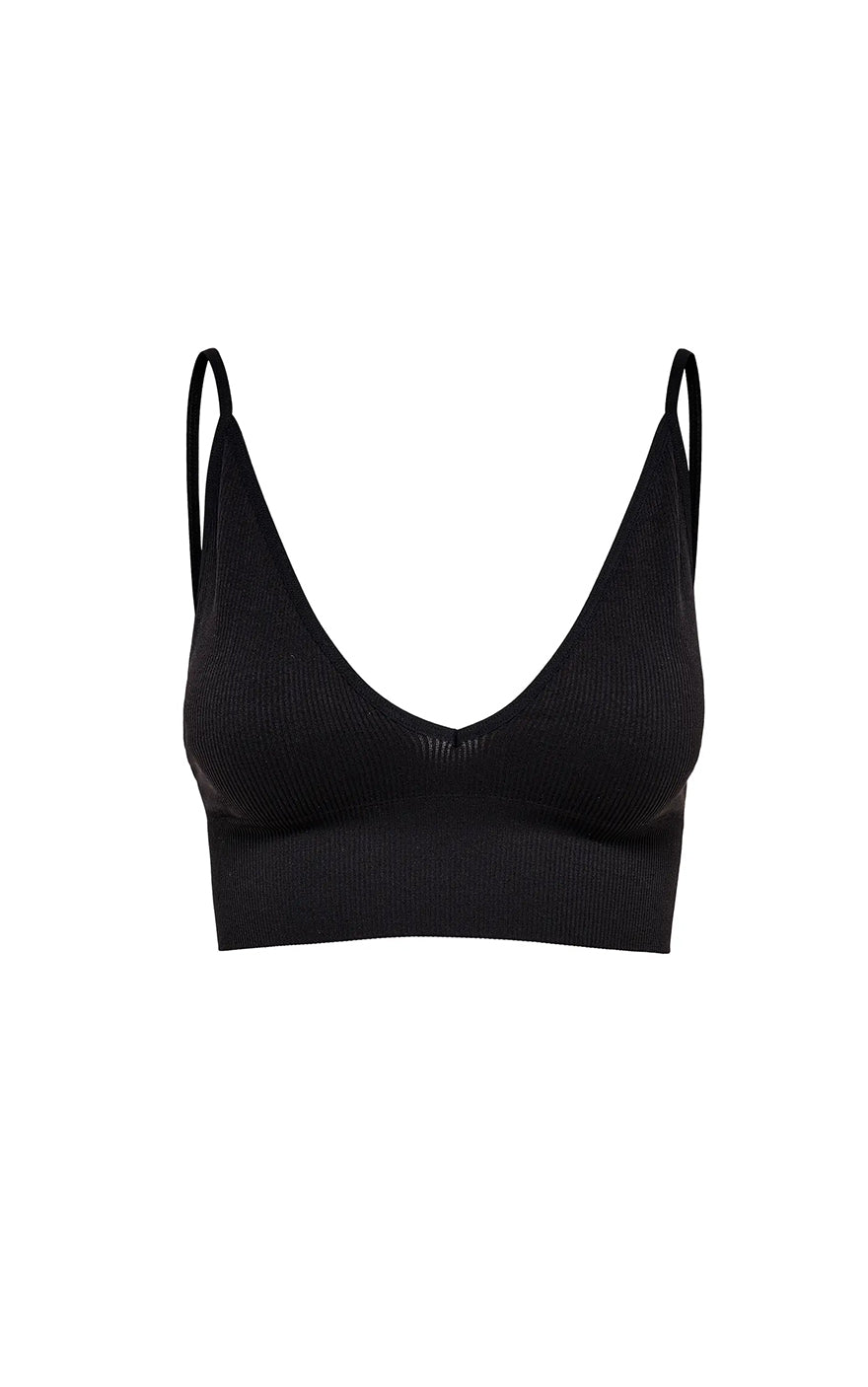 Vicky Rib Seamless V Bralette in Black