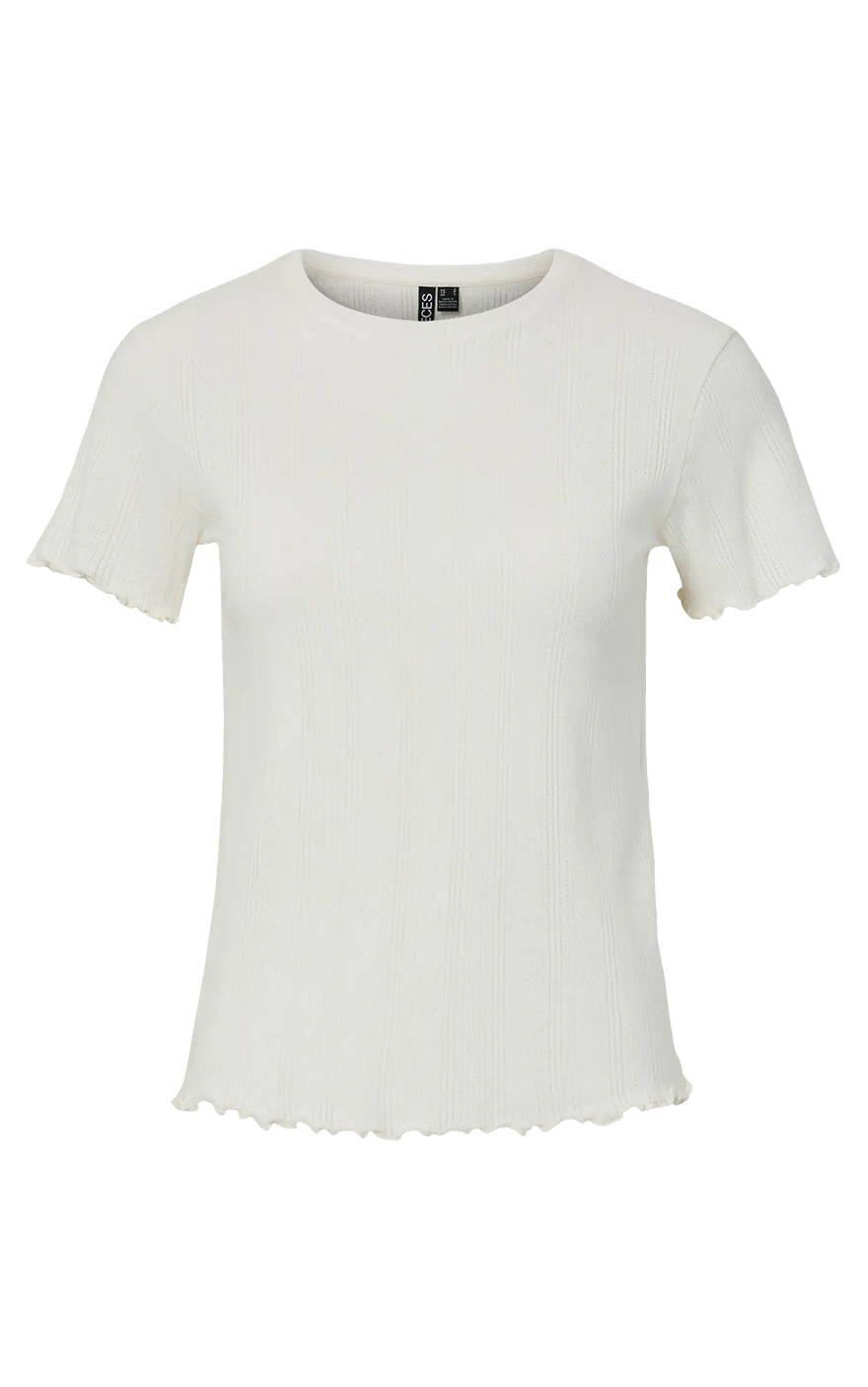 Marie Pointelle Tee in Cloud Dancer