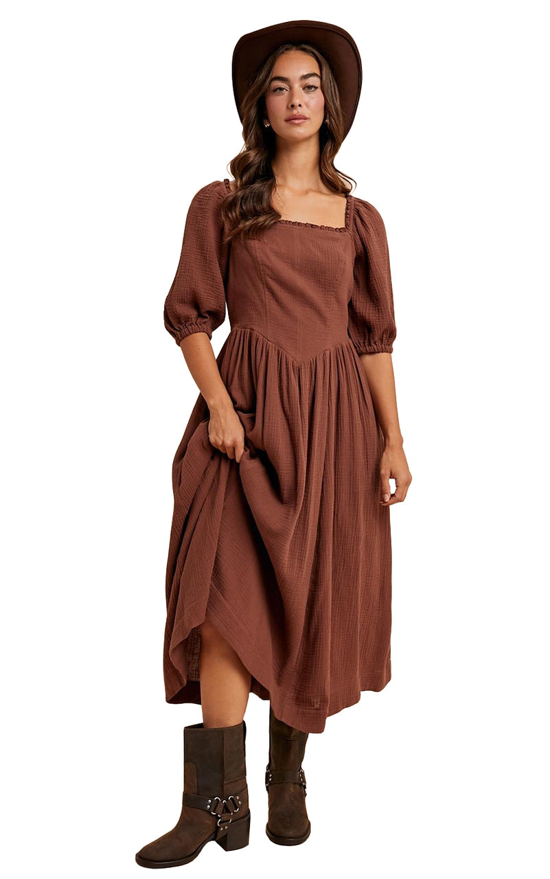 Zuri Dress in Mocha Mousse