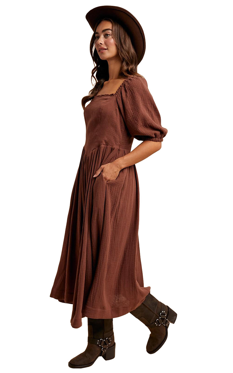 Zuri Dress in Mocha Mousse