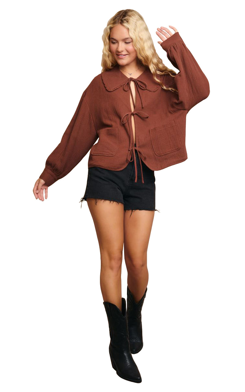Darlene Collared Jacket in Brown