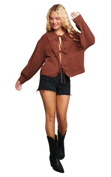 Darlene Collared Jacket in Brown