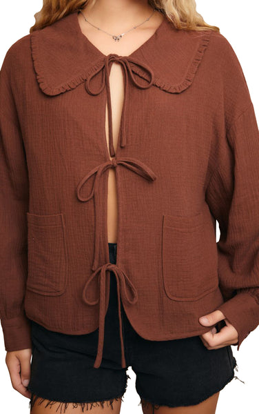 Darlene Collared Jacket in Brown