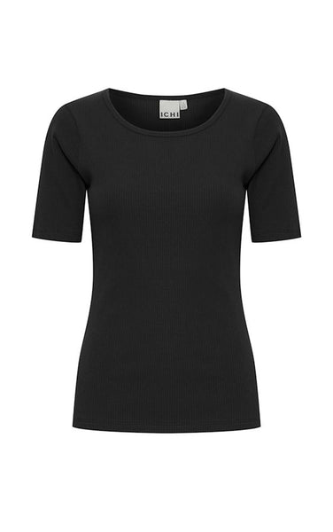 Palmer Rib Short Sleeve Top in Black