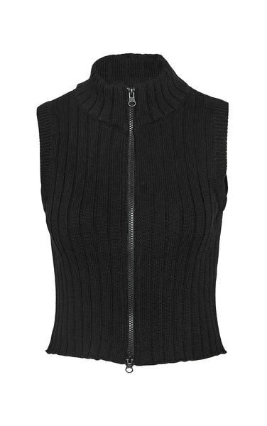 Penelope Zip Vest in Black