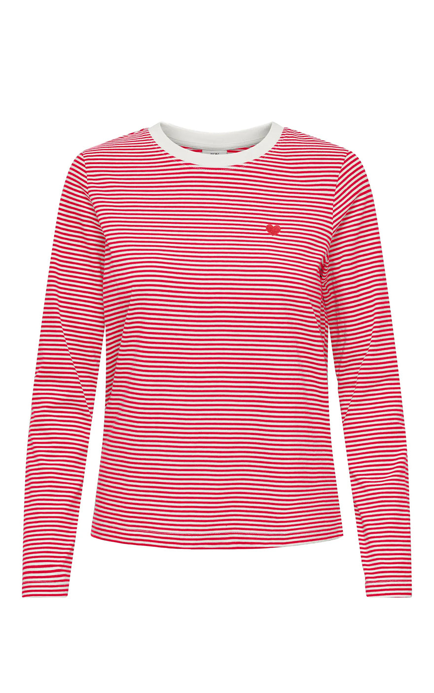 Pisa Long Sleeve Print Top in Cloud Dancer/Ski Patrol Stripe