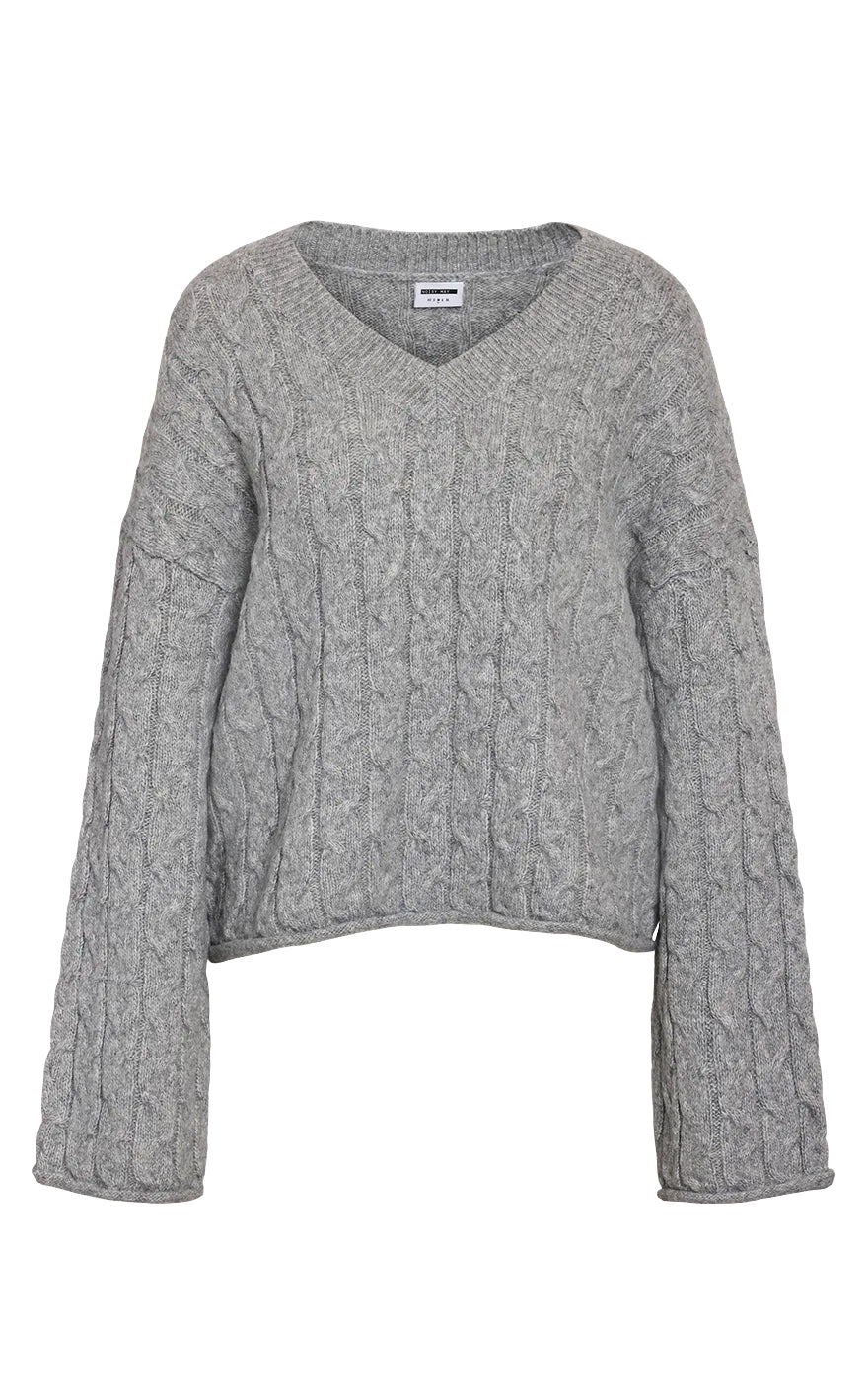 Eloise Cable Sweater in Medium Grey Melange