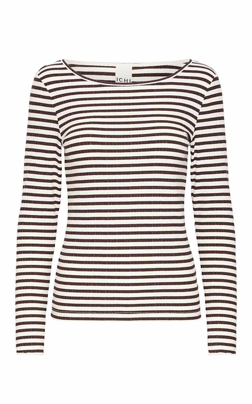 Cella Long Sleeve Top in Coffee Bean/Cloud Dancer
