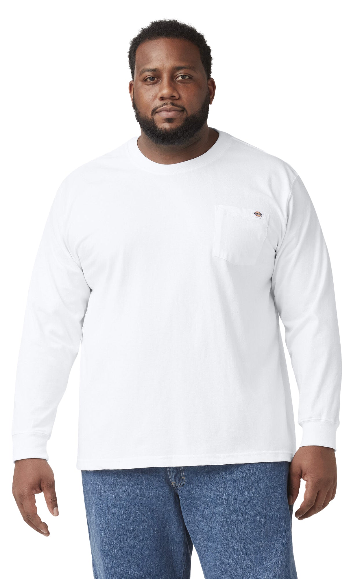 Long Sleeve Heavyweight Pocket Tee in White