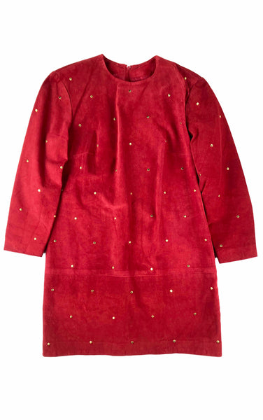 Gold Studded Suede Mini Dress