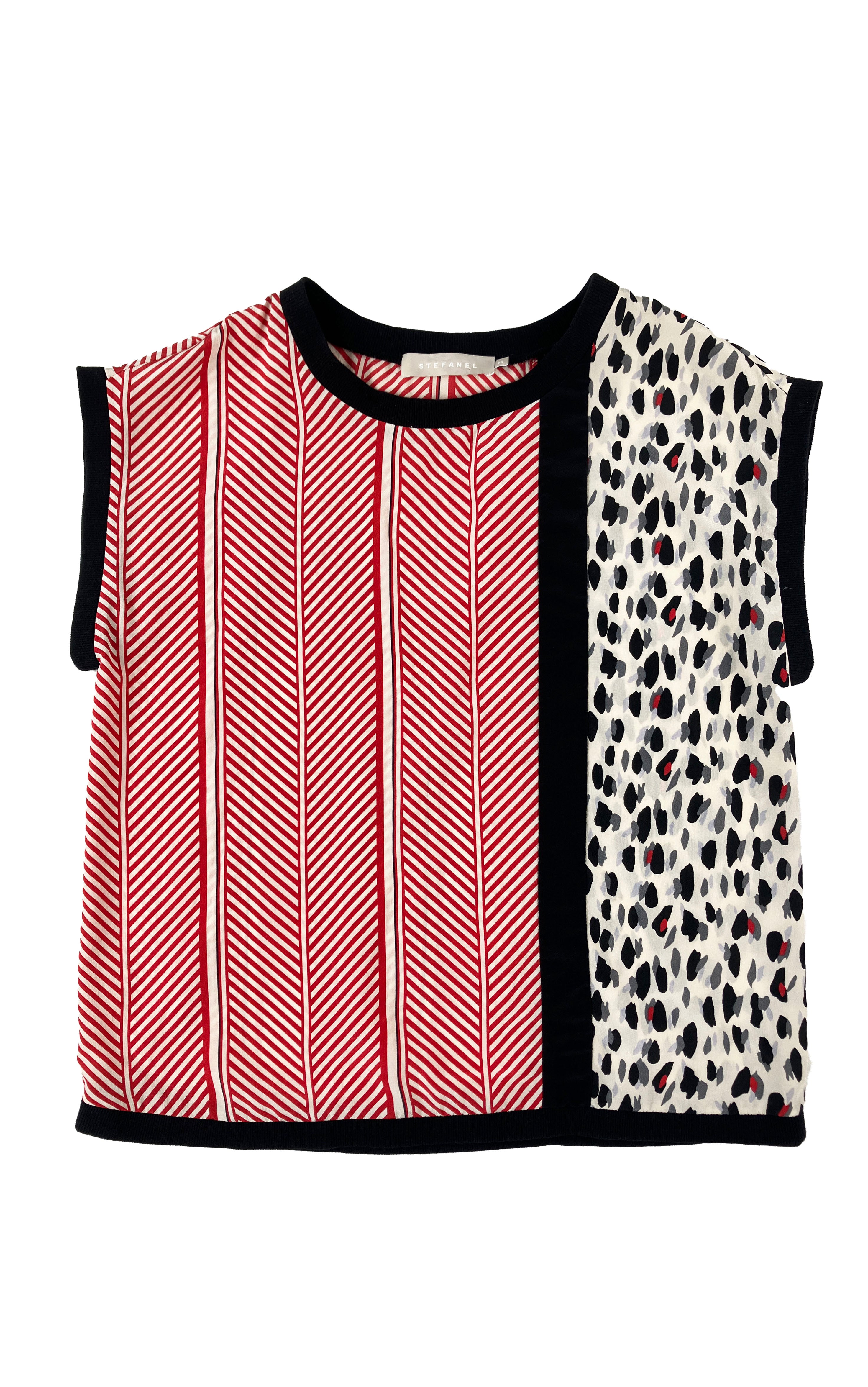 Pattern Clashing Sleeveless Blouse