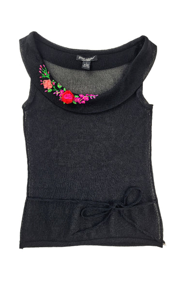 Gauzy Fine Knit Flower Top