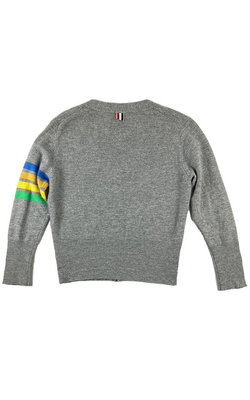 THOM BROWNE 4-Bar Cashmere Cardigan Rainbow Stripe