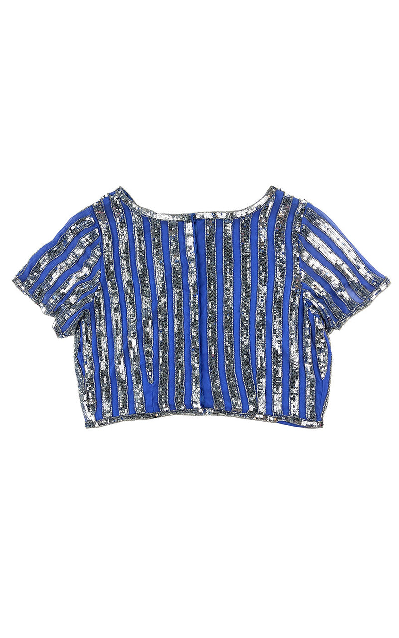 Periwinkle Silk Sequin Crop Top