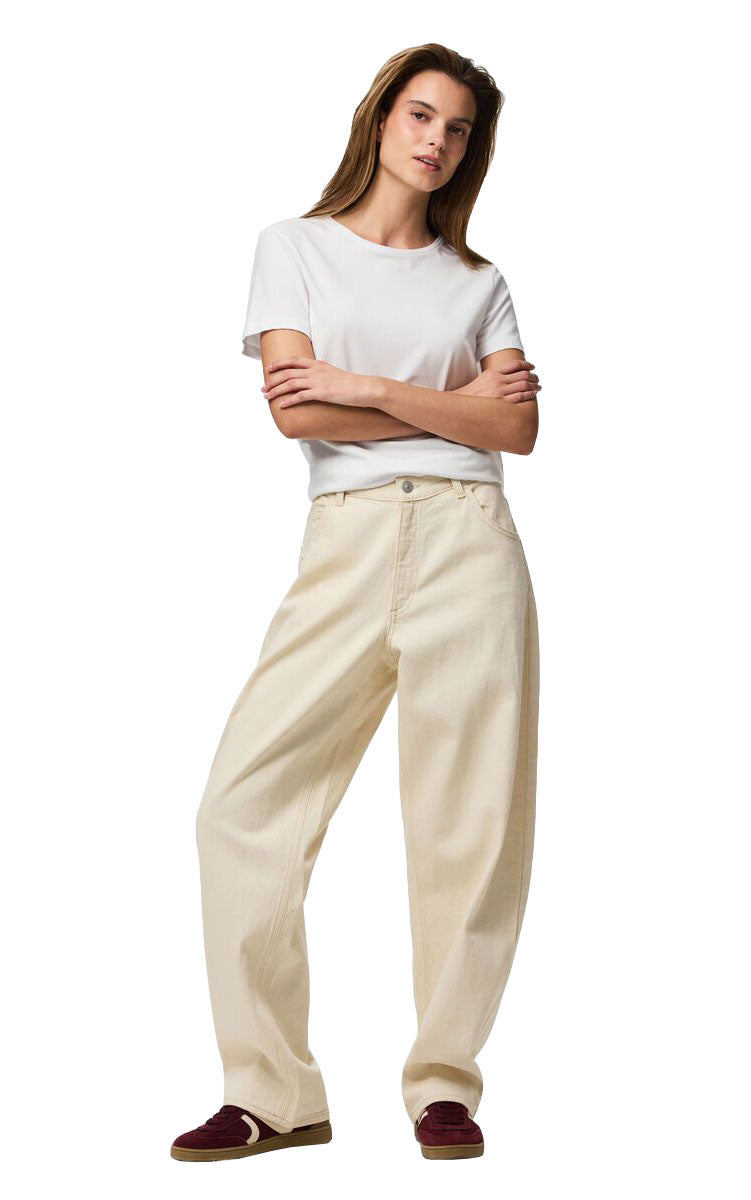 Grace High Waist Barrel Jeans in Ecru