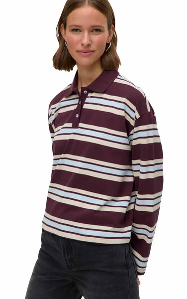 Lianna Long Sleeve Polo in Winetasting Moa